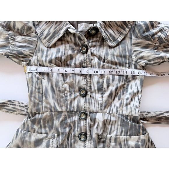 NEW SAMPLE Byron Lars Beauty Mark Warp Leopard Print Button Front Trench Coat 2 - Picture 7 of 9
